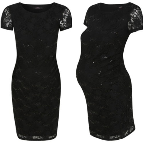 Sequin Lace Black Maternity Dress