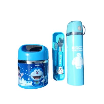 Set Of 3 - Food Flask + Water Bottle & Cutlery Combo