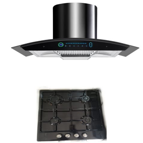 4Burner Gas Cooker +90cm Sensor Hand Control  Range Hood