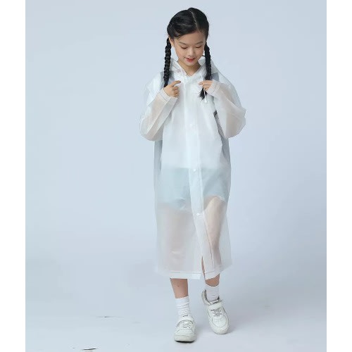 Kid's Unisex Reusable Raincoat - White