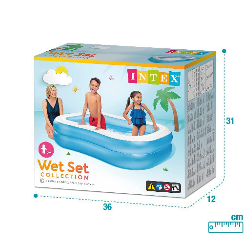 Rectangular Swimming Pool - White Blue - 2.03m X 1.52m X 48cm