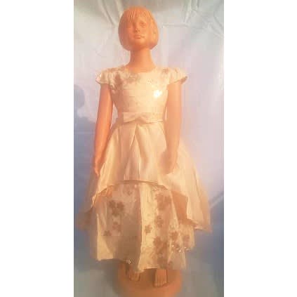 Embroidery Detailed High Low Gown For Girls - Gold