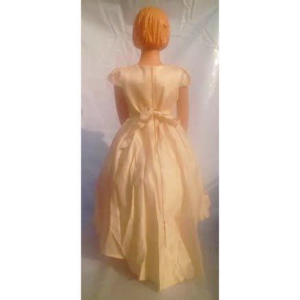 Embroidery Detailed High Low Gown For Girls - Gold