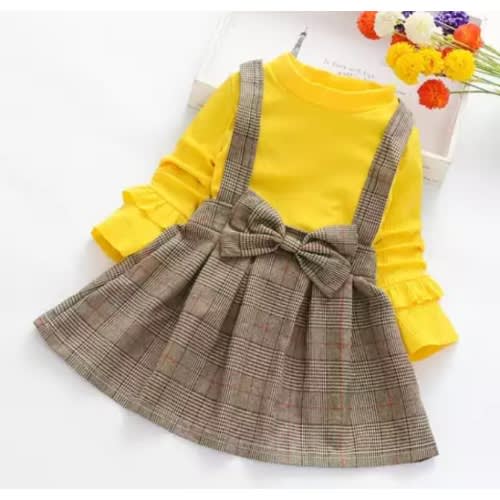 Bell Sleeve Pleated Dress With Bow