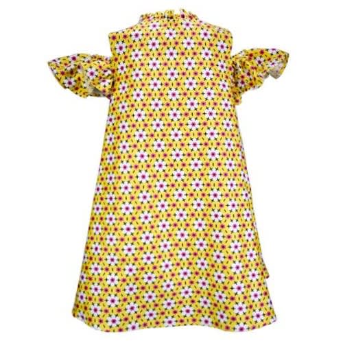 Girls Cold Shoulder Dress - Yellow