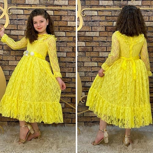 Turkey Girls Long Gown - Yellow