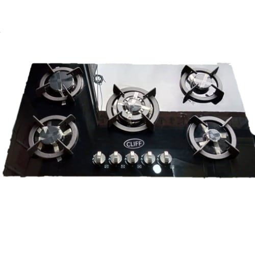 Cliff Built-in 5 Burner Gas On Glass Hob With Battery Ignition - 90cm