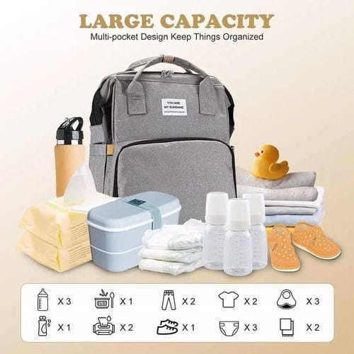 Multipurpose Foldable Baby Bed And Diaper Bag - Grey