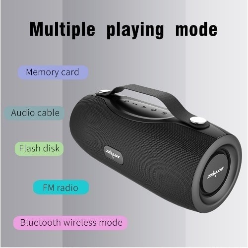 S29 Portable Bluetooth Speaker With Fm Radio + Powerbank & Flashlight- Black