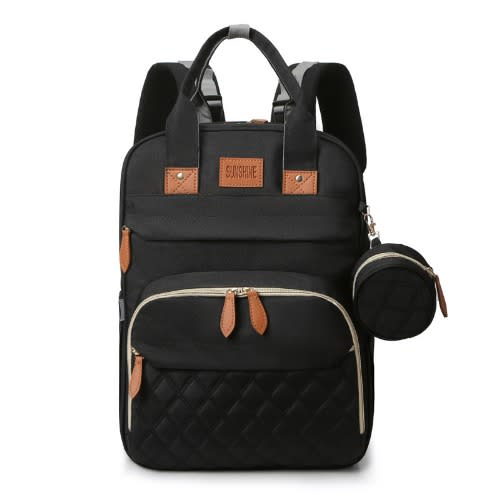 Baby Diaper Backpack With Changing Station - Multifunction Outdoor Travel Baby Bed - Black