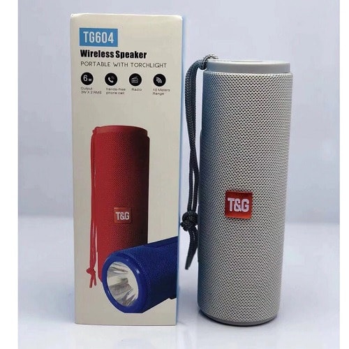 TG 604 LED Flashlight Portable Bluetooth Speaker - Supports TF Card - Grey