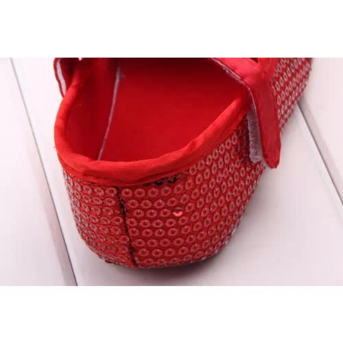 Baby Girl's Bow Knot Anti Slip Sequin Shoe- Red