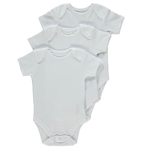 3 Pack Unisex Short Sleeve Bodysuits - White