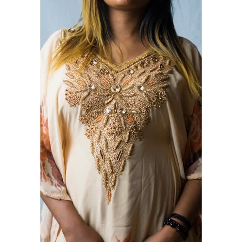 Beige Embroidery Kaftan