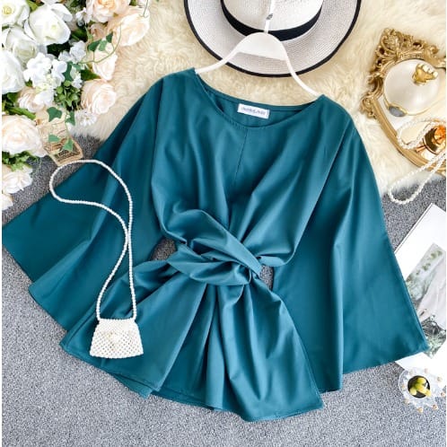 Flare Sleeve Blouse- Green