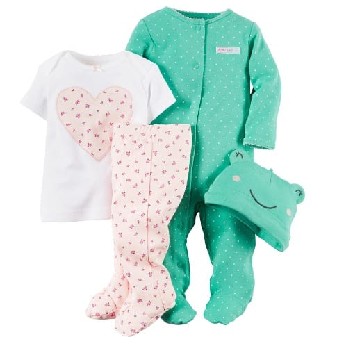 Baby Girls' 4-Piece Patterned Layette Set