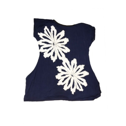 Ladies Double Flower Silk Blouse - Blue