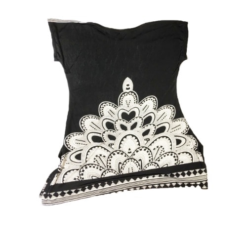 Ice Silk Temple Print Blouse - Black