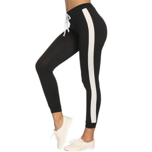 Ladies High Waist Joggers - Black & White