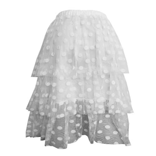 Spot Tulle Midi Skirt - White