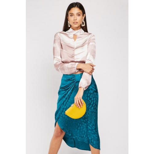 Speckled Pattern Draped Tulip Skirt