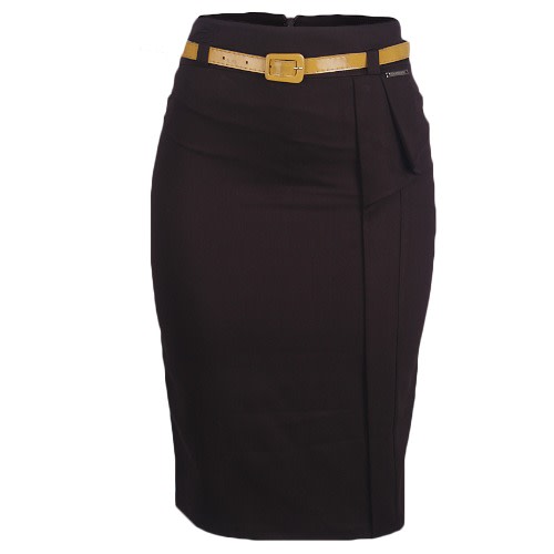 Midi Skirt + Belt -Brown