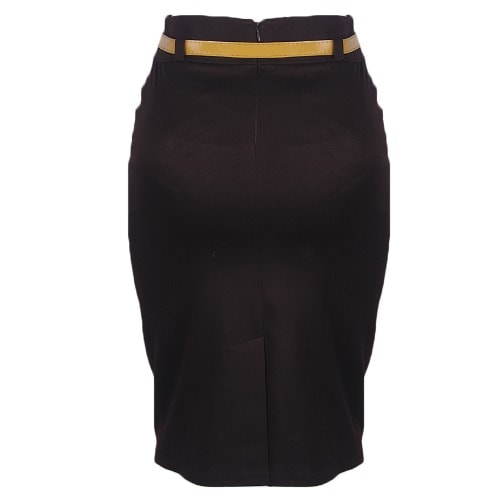 Midi Skirt + Belt -Brown