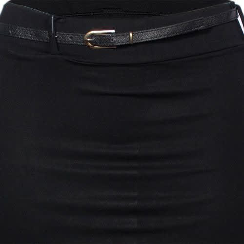 Women's Belted Long Skirt- Black