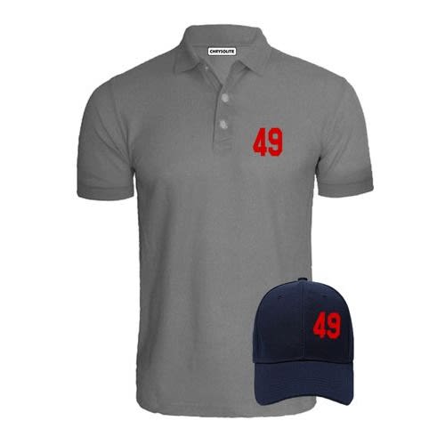 49 Grey Polo & Navy Blue Cap Bundle