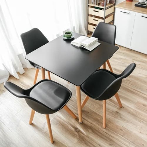 Set Of 4 Scandinavian Chairs And Table - Black