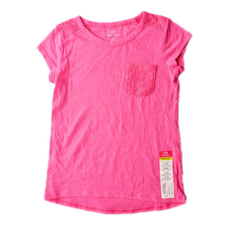 Girls Lace Pocket Top- Pink
