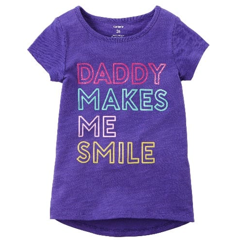 Girls Daddy Makes Me Smile Hi- Low Graphic Top- Purple