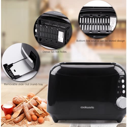 2 Slice Auto Popup Electric Toaster With Pullout Crumb Tray - 1000W