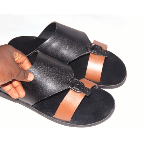 Male Slippers Slide - Black & Brown
