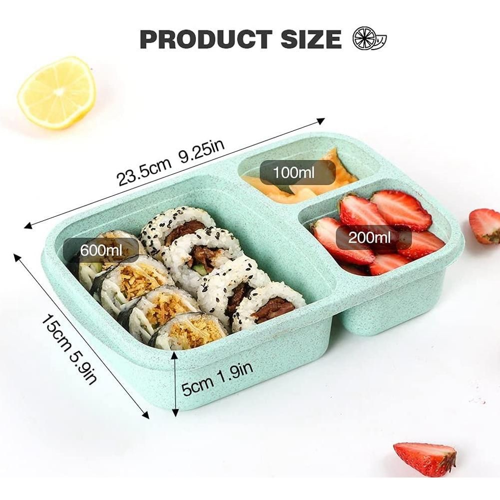 4 Pack Bento Lunch Box,3-Compartment Meal Prep Containers,Lunch Box for Kids,Reusable Food Storage Containers -Stackable
