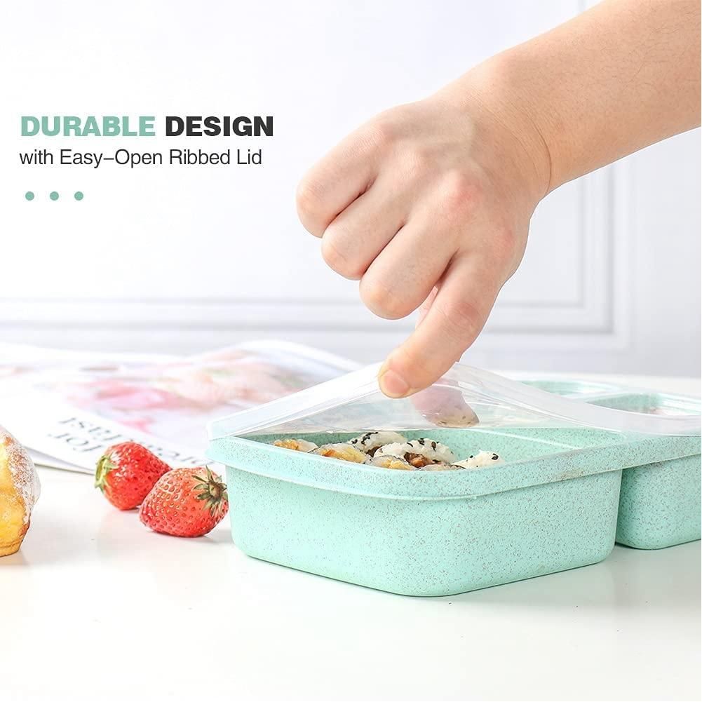 4 Pack Bento Lunch Box,3-Compartment Meal Prep Containers,Lunch Box for Kids,Reusable Food Storage Containers -Stackable