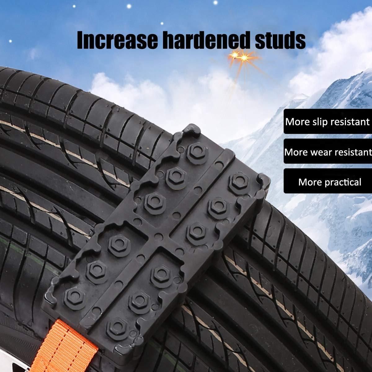 Vehicle Snow Traction Tire Block - 2-Pack Premium Quality Strong Durable All Weather/Season Anti Skid for Trucks and SUV, and Pick Up Tire Blocks for Emergencies and Road Trip