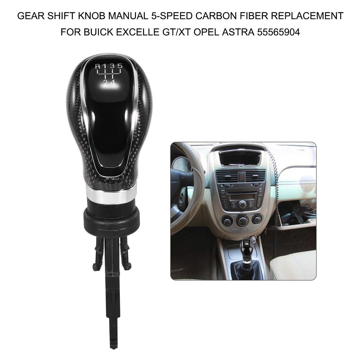 Gear Shift Knob Manual 5-Speed Carbon Fiber Replacement For