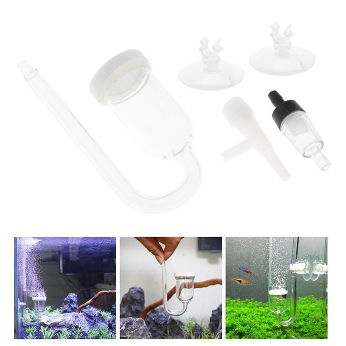 Aquarium CO2 Diffuser Glass U-Tubes Fish Tank Suction Cup Regulator