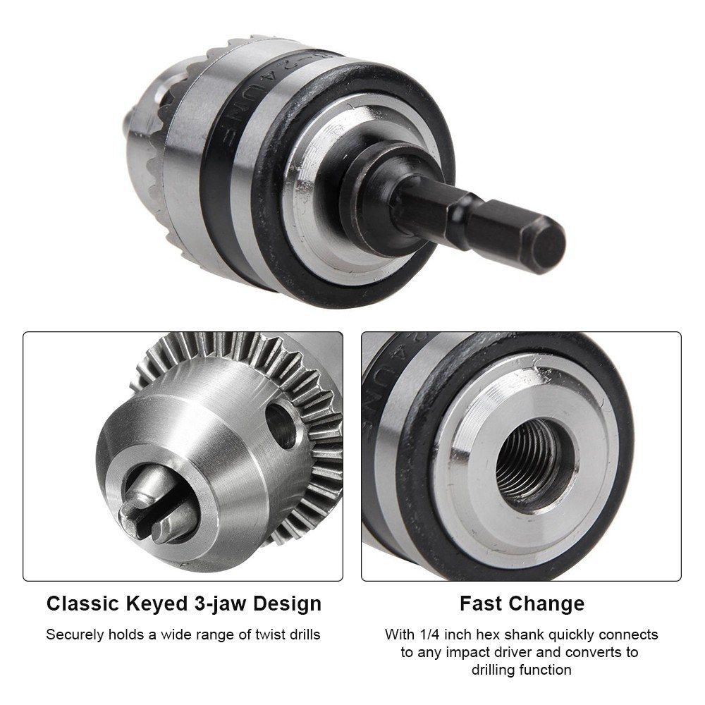 Electric Drill Chuck Adapter Converter 3/8" Drill Chuck With
