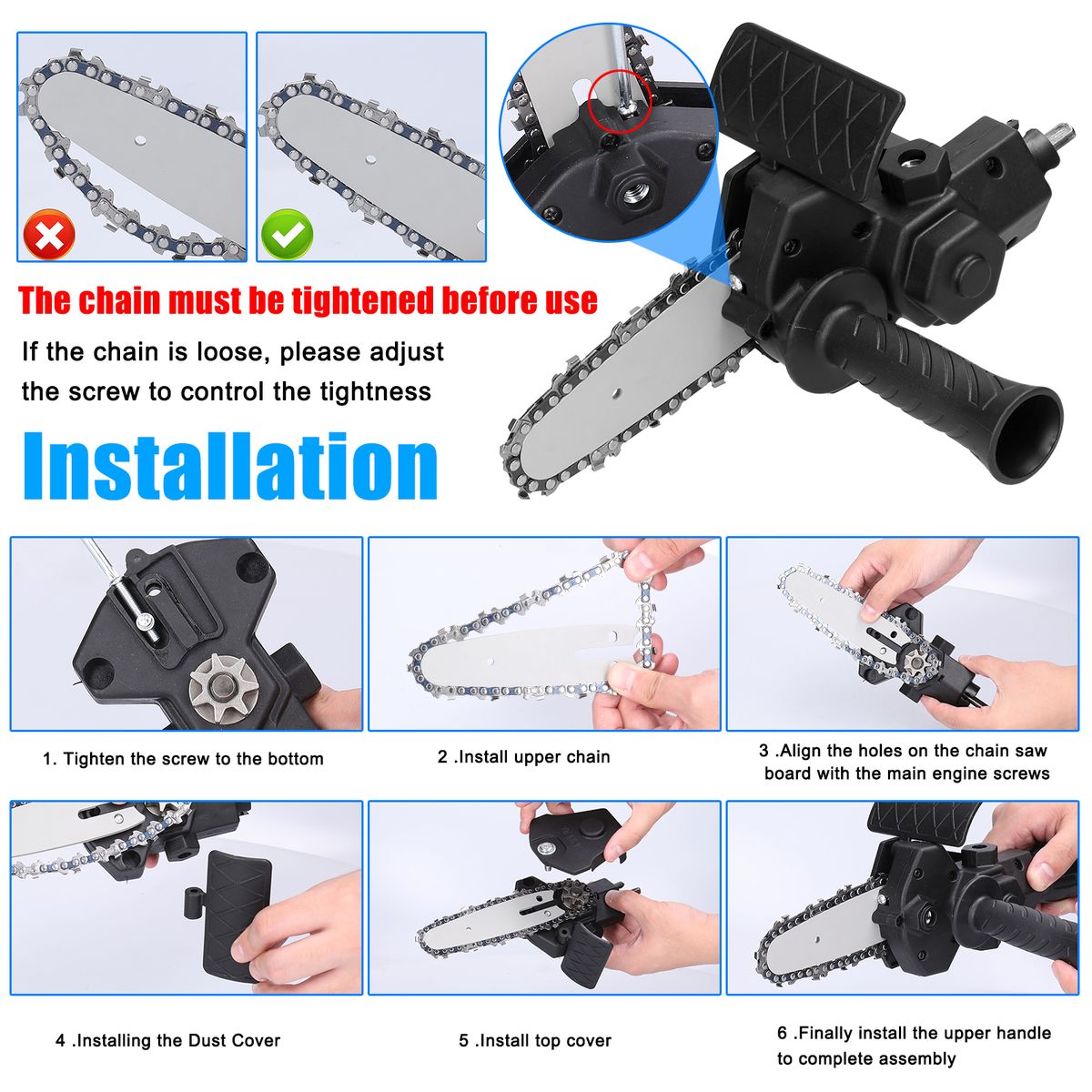 4 Inch Electric Drill Modified To Electric Chainsaw Tool