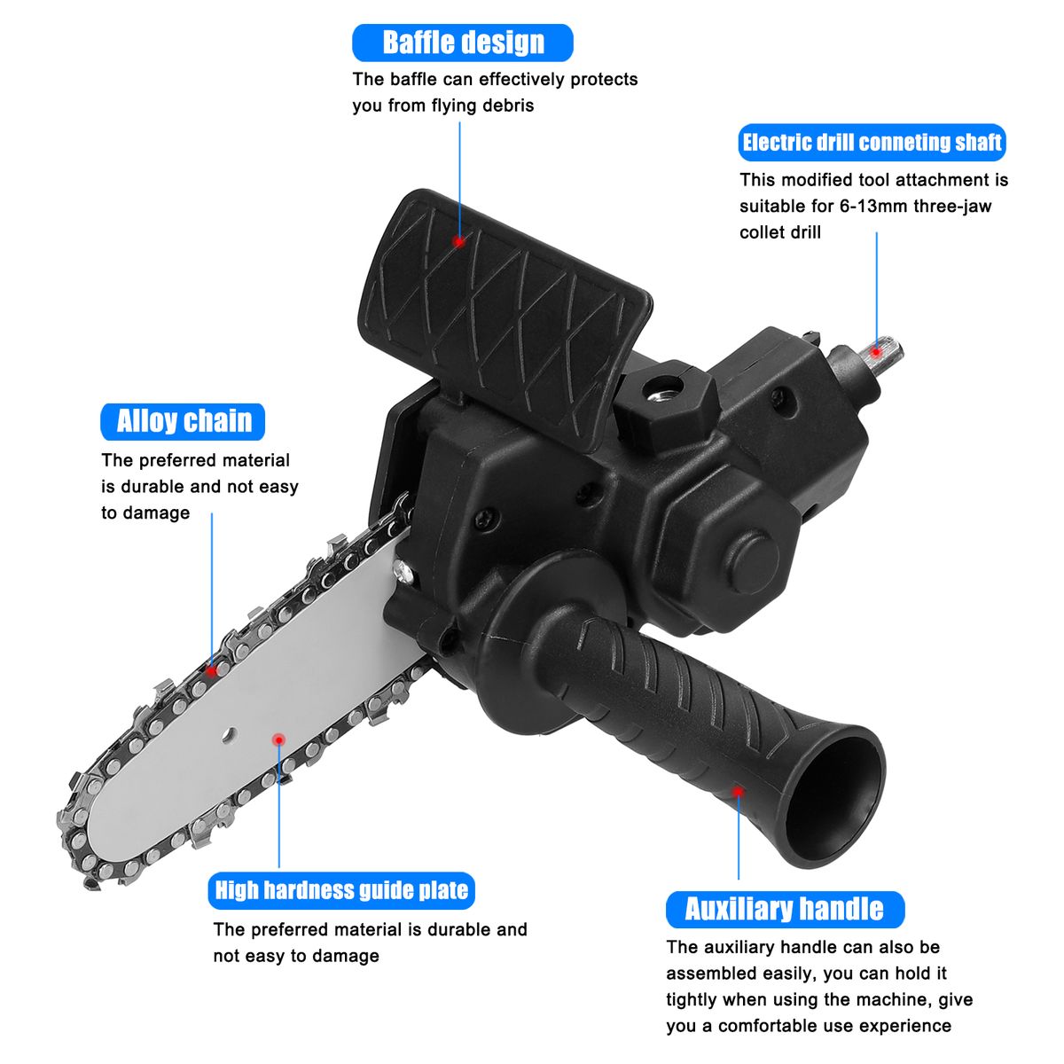4 Inch Electric Drill Modified To Electric Chainsaw Tool
