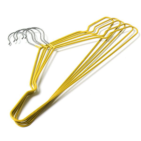 5pcs New Non Slip Metal Clothes Hanger Coat Shirt Trouser Hanging Organizer 16" Yellow Golden
