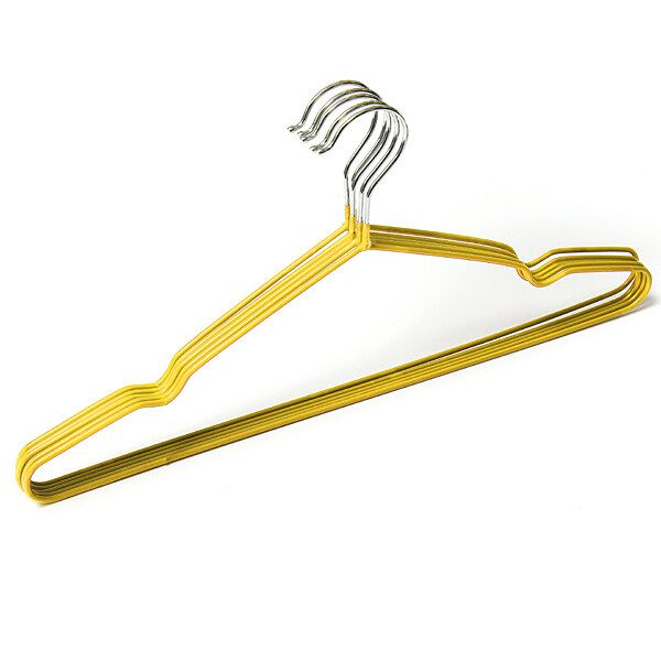5pcs New Non Slip Metal Clothes Hanger Coat Shirt Trouser Hanging Organizer 16" Yellow Golden