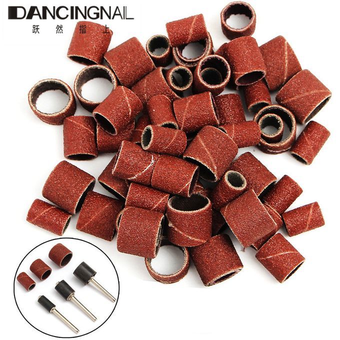 63pcs 80Grit Drum Kit Mandrels 1/2 3/8 1/4 Fit Dremel Nail Drill