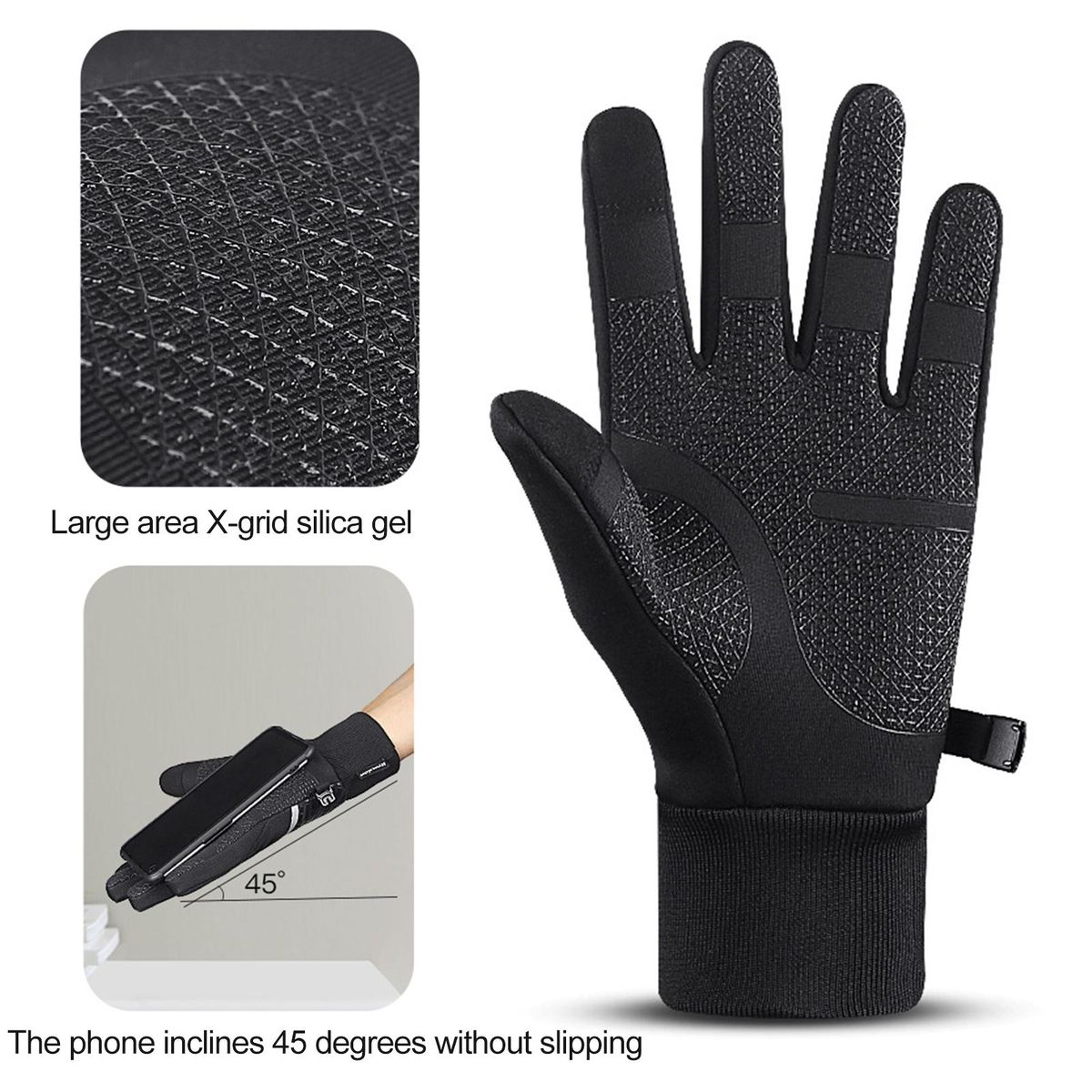 1 Pair Motorcycle Winter Warm Running Sports Black