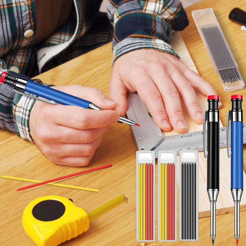 Metal Solid Carpenter Pencil Set For Deep Hole Marker With
