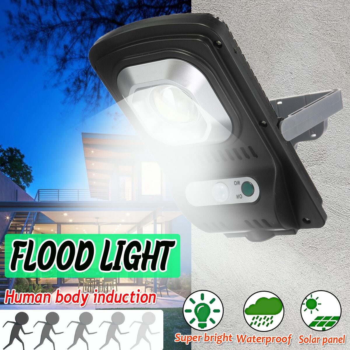 LED Flood Light Street Light Solar Infrared Motion Sensor Wall Light Outdoor Security Light