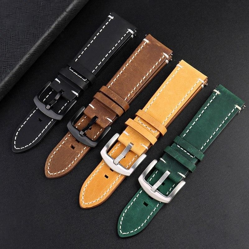 Watchband 20mm,22mm,24mm Universal Vintage Leather Watch Strap Quick Release Pins Watch Band For TISSOT Rolex Omega  Watchbands