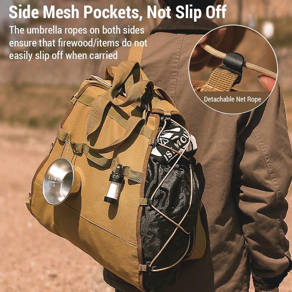 Firewood Carrier Canvas Bag Wood Carrying Holder Bag with Handles and Shoulder Strap for Fireplaces Wood Stoves
